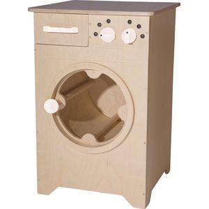Van Dijk Toys Houten Speelgoed Wasmachine - Naturel met Wit (Kinderopvang Kwaliteit)