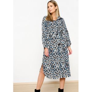 LolaLiza Hemdjurk met luipaardprint - Blue - Maat L