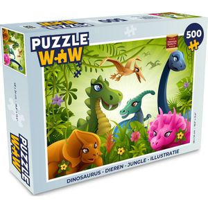 Puzzel Dinosaurus - Dieren - Jungle - Illustratie - Baby- Jongens - Meisjes - Kids - Legpuzzel - Puzzel 500 stukjes