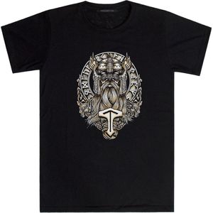 Viking Allfather Odin Shirt Norse Mythology Lover T-shirt for Viking Fan Nordic T shirt Gift For Him, Vegvisir, Zwart T-shirt voor Mannen (XXL)