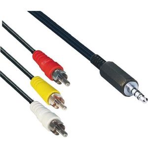 Composiet audio video kabel 1,2 meter / 3,5mm mini Jack 4 polig - 3 x Cinch (Tulp)