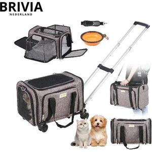 Brivia Dierentrolley - Opvouwbare Hondenrugzak - Draagtas - trolley met 4 wielen - Huisdierentrolley - Katten reismand - Voor hond & kat - Tot 11,5KG