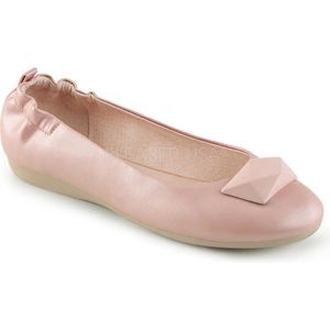 Olive-08 opvouwbare ballerina met elastieken hiel en geometrische versiering baby roze - Vintage - (EU 38 = US 8) - Pin Up Couture