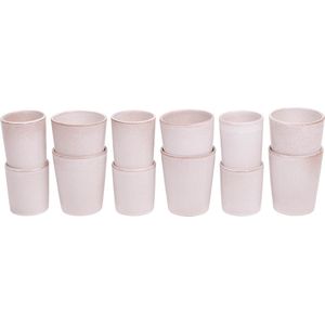 Koffiekopjes set van 12 - 150 ml en 250 ml - 6 persoons - Lissabon -wit met bruin spikkel - Portugees stoneware