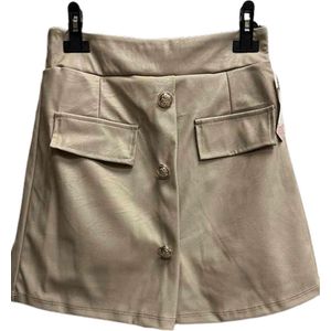 Dilena fashion skort leder button beige