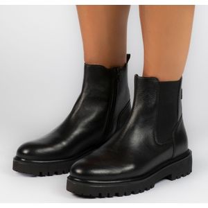 Manfield Leren Enkelboots Zwart