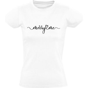 Merry me Dames T-shirt - liefde - relatie - trouwen - ten huwelijk vragen