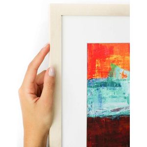 Esdoorn houten smalle kader met witte passe partout. (Handgemaakt) Fotoformaat 30x30s-sKaderformaat 40x40