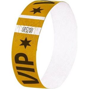 Sigel evenementenbandjes - super soft - 255x25mm - goud met VIP opdruk - 120 stuks- SI-EB217