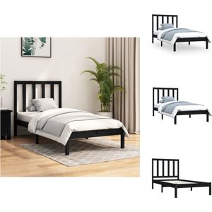 vidaXL Houten Bedframe - Bedframes - 195.5 x 95.5 x 100 cm - Massief grenenhout - 90 x 190 cm - Zwart - Bed