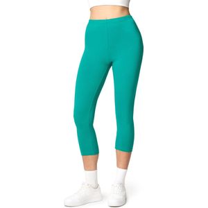 Ladeheid LA-LA40-132-LE Dames Capri Leggings - Sport - Vrijetijdsbroek - 3/4 Lengte - Katoen - Sporbroek - Yogabroek - Donkerturquoise - 4XL