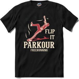Flip it | Free Running - Free Runner - T-Shirt - Unisex - Zwart - Maat M