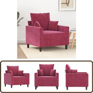 vidaXL Fauteuil 60 cm Fluweel Wijnrood Fauteuil - Fluweelstoel - Lounge Stoel - Woonkamermeubel - Relaxfauteuil