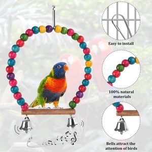 Speelgoed voor papegaaien, 17 stuks, speelgoed voor papegaaien, kauwspeelgoed, kleurrijke schommels, hout, zitstangen, klokken voor vogels, papegaaien, grasparkieten
