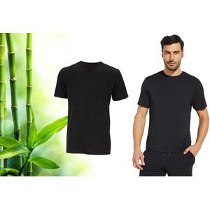 Bamboe Casual Heren T Shirt - Zwart - XL - T Shirt Heren - Bamboo - Ronde Hals