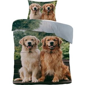 iSleep Dekbedovertrek Golden Retriever - Eenpersoons - 140x200/220 cm - Multi