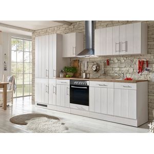 Goedkope keuken 310  cm - complete keuken met apparatuur Anton  - Wit/Wit - soft close - keramische kookplaat - vaatwasser - afzuigkap - oven  - spoelbak