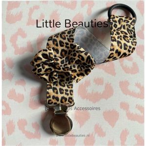 Little Beauties - speenkoord -panterprint - met strik - baby - peuter -babygift - leeftijd 0-36 maanden - babyaccessoire - kraamkado - meisje