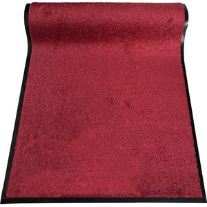 JYG - Deurmat binnen - 90x200cm - CLEANWASH ROOD - Belgische Droogloopmat in Extra Grote Maten – Superabsorberend Polyamide, Antislip Vinyl Rug, 3 Kleuren, Diverse Lengtes en Breedtes – Luxe Afwerking in Eigen Atelier