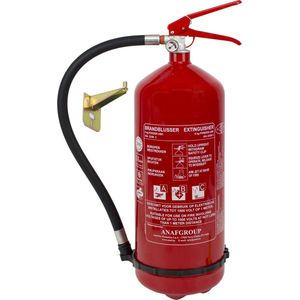 ANAF Poederblusser ABC 6 kg - Inclusief ophangbeugel - Met manometer - Brandblusser – 43A 233B C