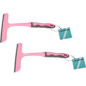 Discountershop Set van 2 Roze Multifunctionele Handmatige Raamwissers - Perfect voor Efficiënte Schoonmaak (16cm x 2cm x 26cm)