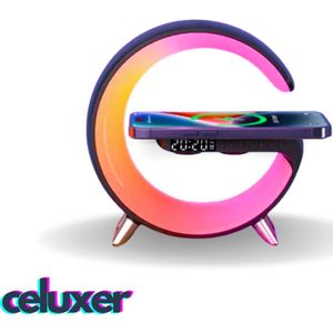 Celuxer™ Wake Up Light - Met Draadloze Oplader - Digitale Wekker - Lichtwekker - Wekkerradio - LED Light - Bluetooth Speaker- Zwart