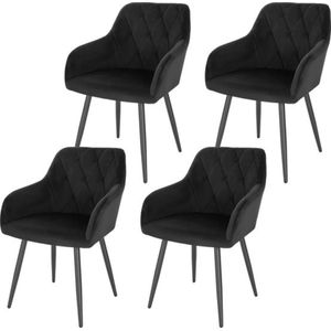 Set van 4 Velvet Stoelen - Ergonomisch & Comfortabel - Zwart