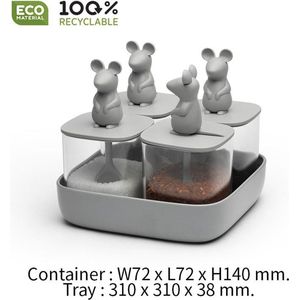 Qualy - Voorraadpot Voedselcontainer ""Lucky Mouse Seasoning Container Set” W310 x L310 x H145mm