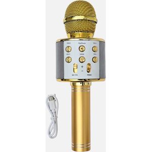 Karaoke Microfoon - Draadloze microfoon - Zingen - Karaoke - Bluetooth microfoon - Draadloos - Bluetooth Verbinding - Goudkleurig - Voor de gezelligste feestjes