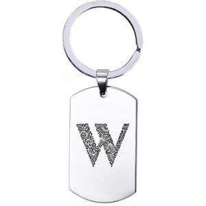 Sleutelhanger RVS - Letter Met Barok - W