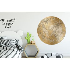 Slaapkamer decoratie - Jungle - Kinderen - Goud - Kinderen - Dieren - Decoratie voor kinderkamers - ⌀ 120 cm - Behangsticker kinderen