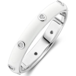Gerhodineerd Zilver Ring Wit Emaille En Met Zirkonia 1338932
