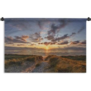 Wandkleed Kalm - Kleurrijke zonsondergang boven de kalme duinen Wandkleed katoen 180x120 cm - Wandtapijt met foto XXL / Groot formaat!