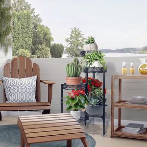 displayrek bloempot standaard voor hoek woonkamer balkon tuin terras 44 x 22 x 70 centimetres