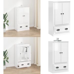 vidaXL Hoge kast 60x35,5x103,5 cm bewerkt hout hoogglans wit - Hoge Kast - Hoge Kasten - Hoge Kast Met Lade - Kast