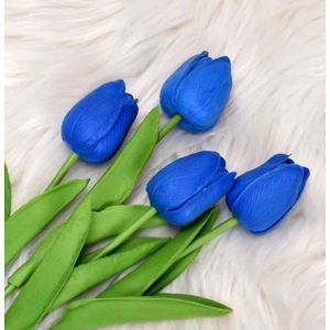 Kunsttulpen 10 stuks - Tulpen - Zeer Zacht - Blauw - net echt - Tulpen - 10 stuks- Kunstbloemen - Kunst Tulpen - Kunst Boeket - Tulp - 33 CM - Zijden Bloemen - Bruiloft - Voorjaar - Lente - Pasen, cadeau, moederdag