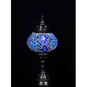 Turkse Lamp - Tafellamp - Mozaïek Lamp - Marokkaanse Lamp - Oosters Lamp - ZENIQUE - Authentiek - Handgemaakt - Blauw