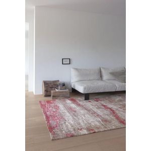 LIGNE PURE Legacy – vloerkleed – tapijt – Handgeweven – wol – eco – vintage �– Grijs Roze Rood - 200x300