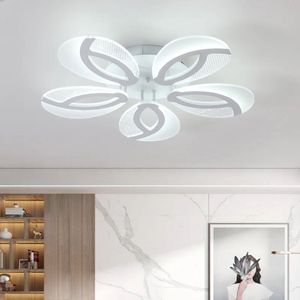 LuxiLamps - 5 Kop Crystal Plafondlamp - Cold White - LED Plafondlamp - Wit - Woonkamerlamp - Moderne lamp - Plafonnier
