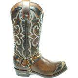 Sendra Boots 4060 Seta Bruin Biker Boots Cowboy Western Laarzen Vierkante Neus Beetje Schuine Hak Lederen Zool Afneembaar Sierspoor Echt Leer Maat 44