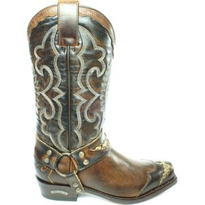 Sendra Boots 4060 Seta Bruin Biker Boots Cowboy Western Laarzen Vierkante Neus Beetje Schuine Hak Lederen Zool Afneembaar Sierspoor Echt Leer Maat 44