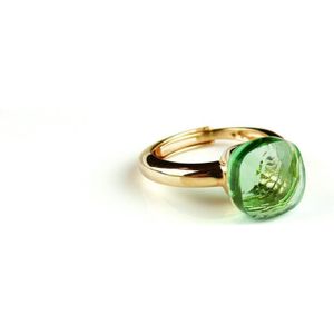 Ring in zilver geelgoud verguld model pomellato fris groene steen