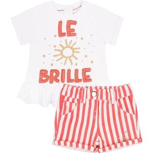 Tweedelig kledingsetje, koraal-wit T-shirt en korte broek Tom & Kiddy / 86 cm