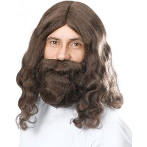 Bruine Jezus pruik en baard