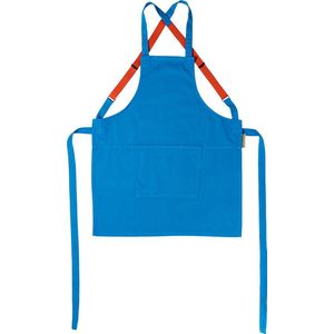 Dutchdeluxes Schort - Handgemaakt - Met Oranje Bretellen - Uniek - Horeca - Licht blauw