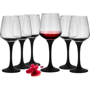 360ml, Set van 6 stuks, Wijnglas, witte wijnglazen, rode wijnglazen, wijnkelk, origineel design, vaatwasmachinebestendig, unieke vorm en stijl, perfect voor thuis, restaurants