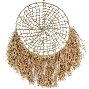 Raffia Dreamcatcher - Dream Catcher - Boheems Decor - Beschermt tegen negatieve dromen - 3cm x 70cm x 115cm