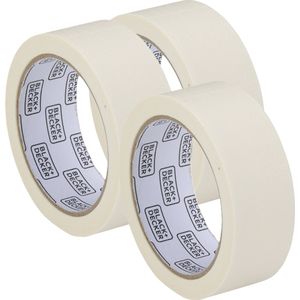 Black & Decker Afplaktape/schilderstape - 3x - wit - 36mm x 25m - voor binnen/buiten