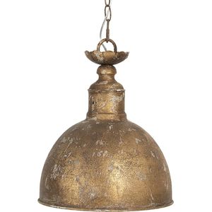 HAES DECO - Hanglamp - Industrial - Vintage / Retro Lamp, formaat Ø 29*35 cm - Koperkleurig Metaal - Ronde Hanglamp Eettafel, Hanglamp Eetkamer