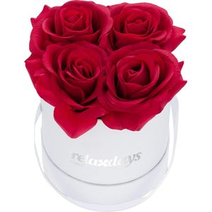 Relaxdays flowerbox - rozenbox - box - 4 kunstrozen - bloemenboeket - decoratie - rood